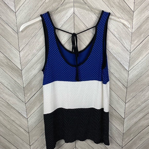Blue, white, black, with silver Polka dots tank - Picture 2 of 6
